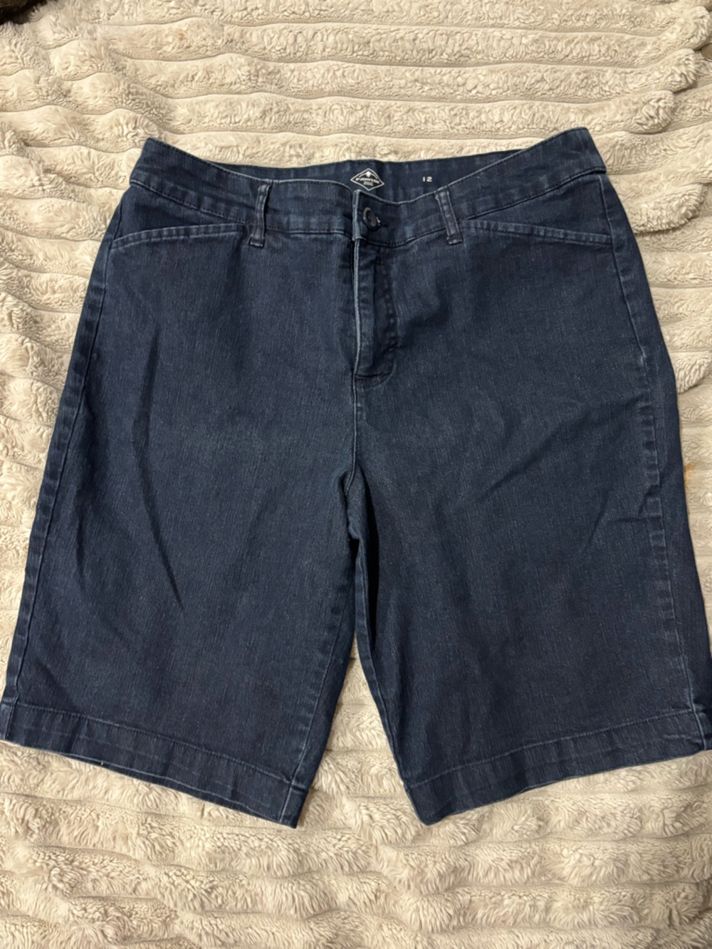 St. John's Bay woman’s Navy Denim Knee-Length Shorts Bermuda . Size 12